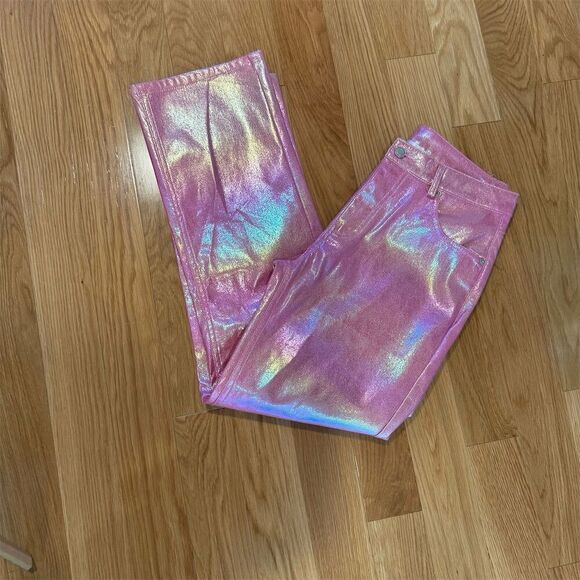 Barbie Pink Metallic, Barbiecore, 90s Straight Leg Pants Size S - Picture 6 of 7